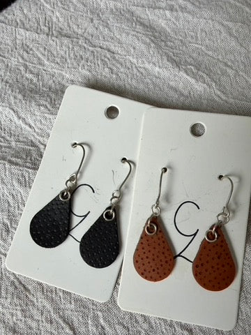 Drop Polka Dot Dangle Earrings Brown