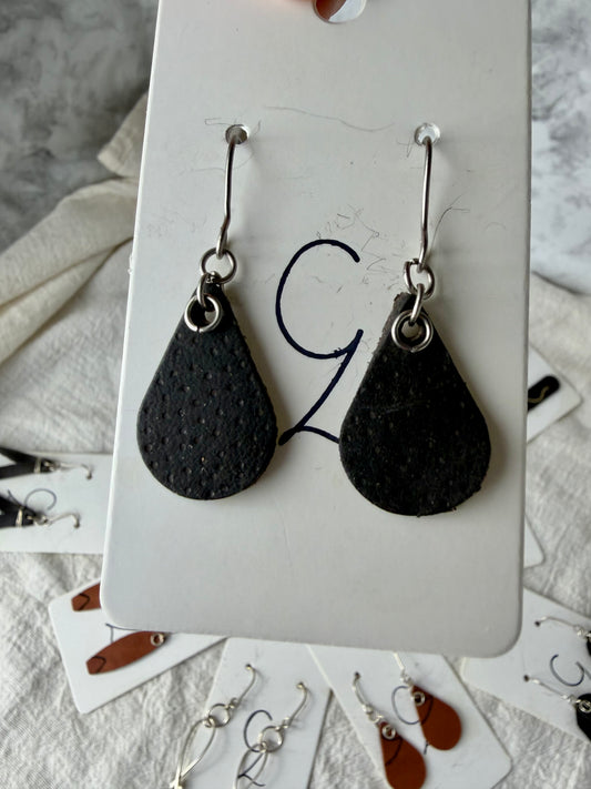 Drop Polka Dot Dangle Earrings Black