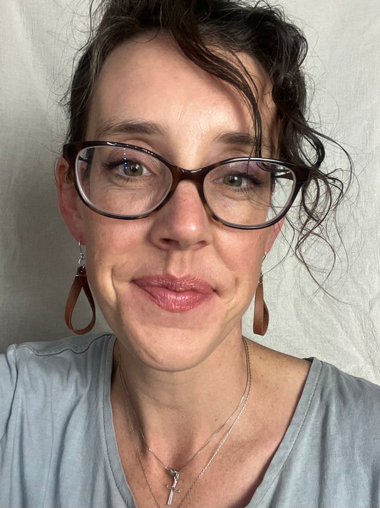 Black Thin Twisted Loop Leather Dangle Earring