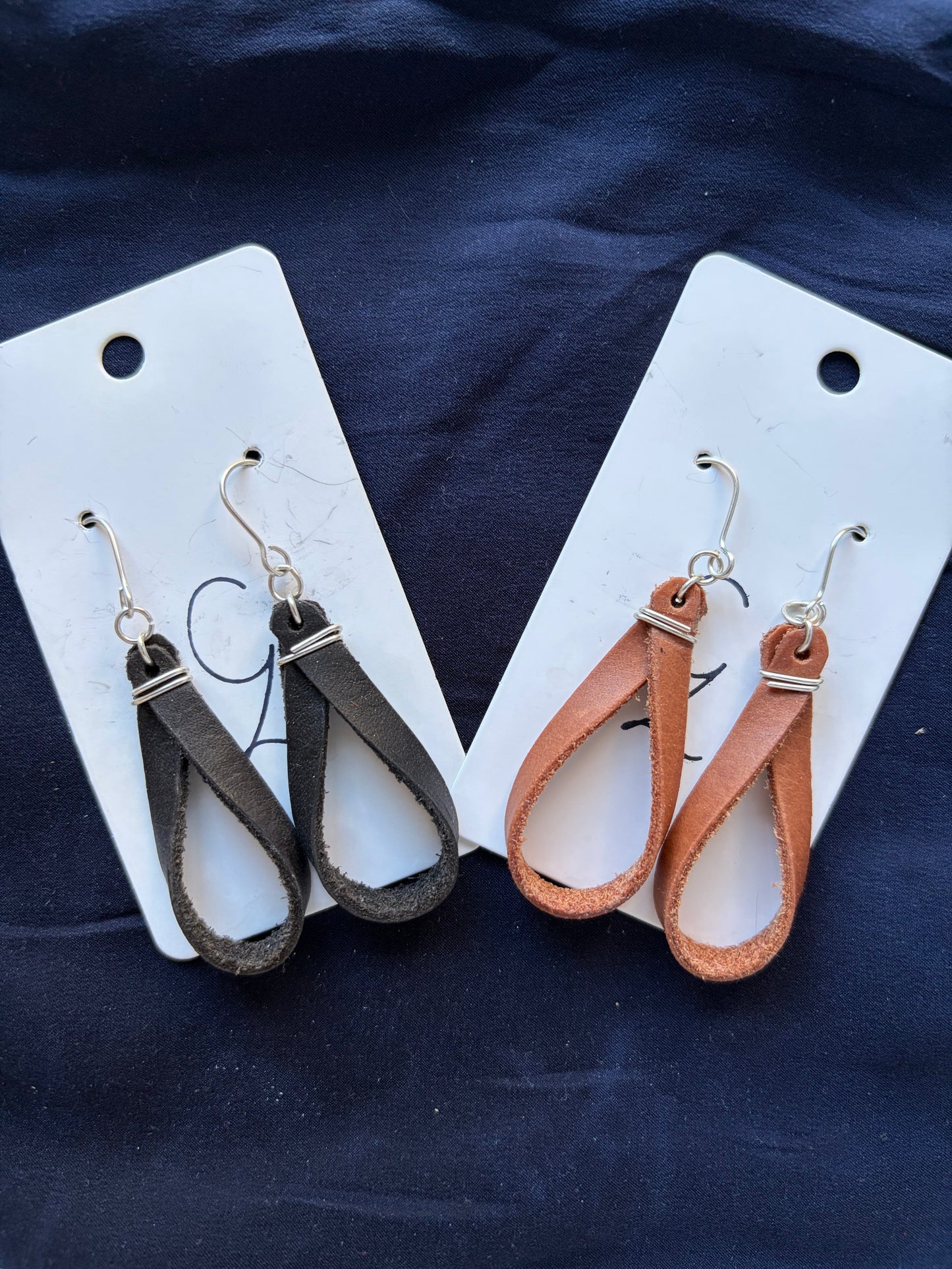 Thin Twisted Loop Leather Dangle Earring