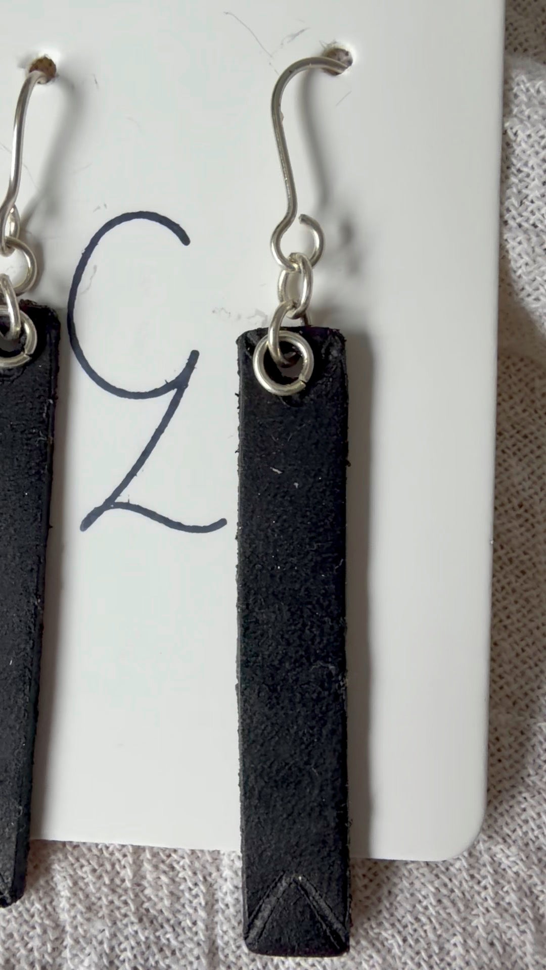 Bar with V Burn Dangle Earrings
