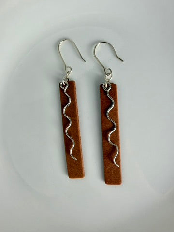 Bar Embellished Curvy Dangle Earrings