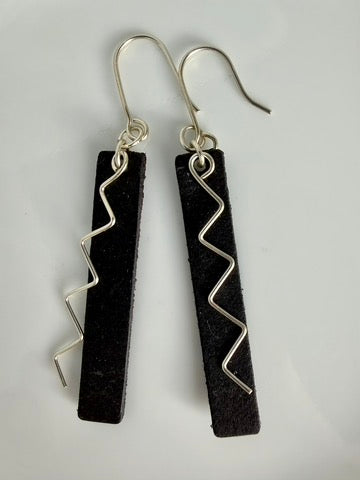Bar Embellished Zig Dangle Earrings