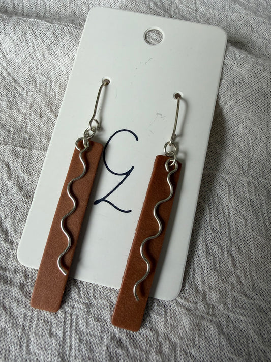 Bar Embellished Curvy Dangle Earrings