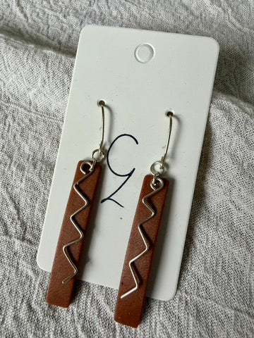 Bar Embellished Zig Dangle Earrings