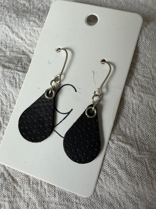 Drop Polka Dot Dangle Earrings Black