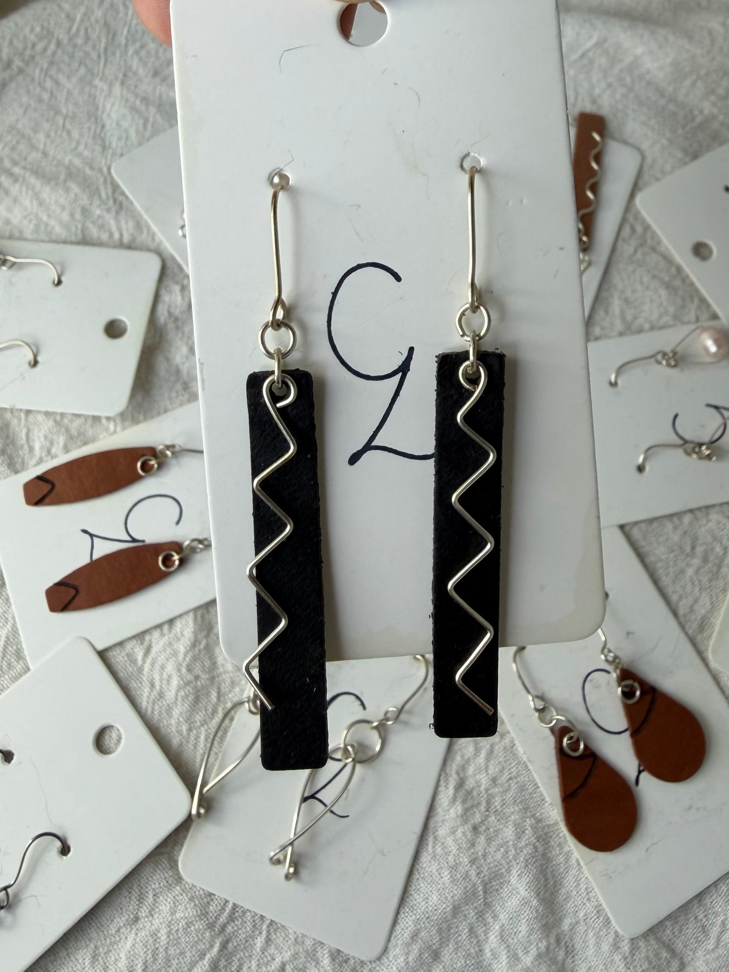 Bar Embellished Zig Dangle Earrings