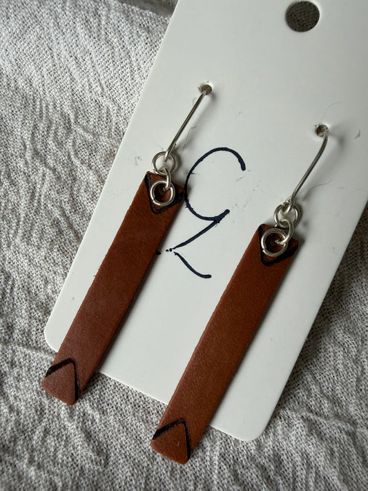 Bar with V Burn Dangle Earrings