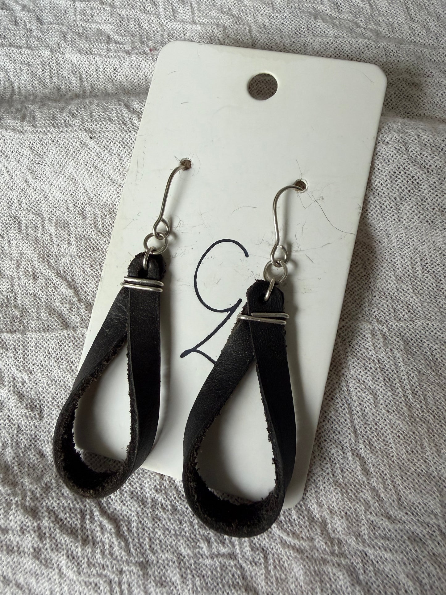 Thin Twisted Loop Leather Dangle Earring