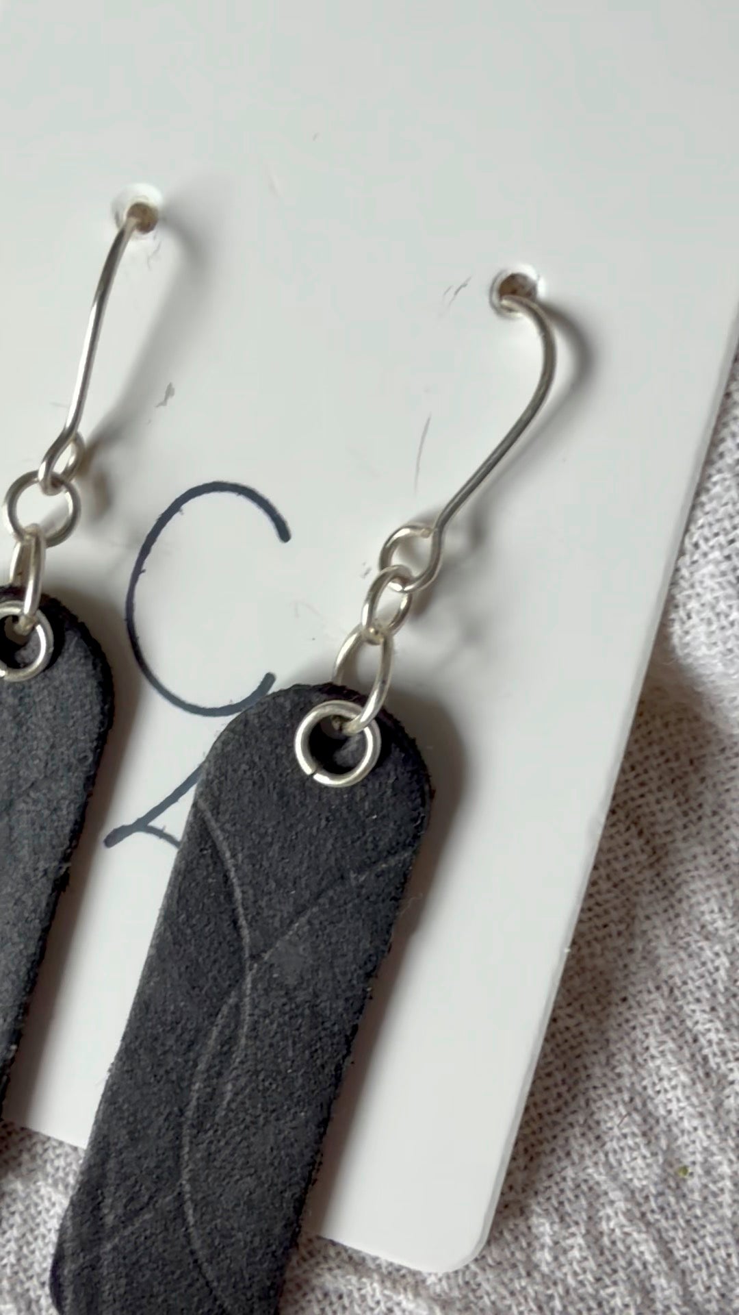 Window Burned Dangling Earrings Black