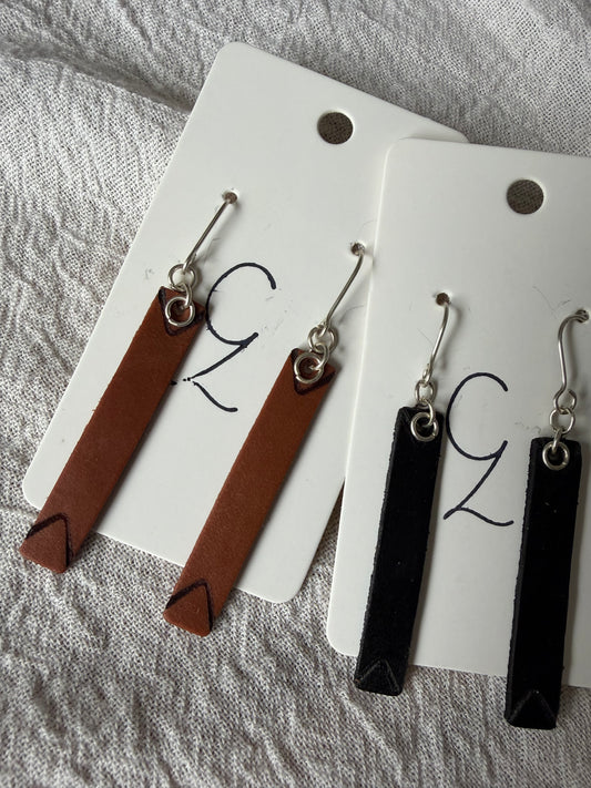 Bar with V Burn Dangle Earrings