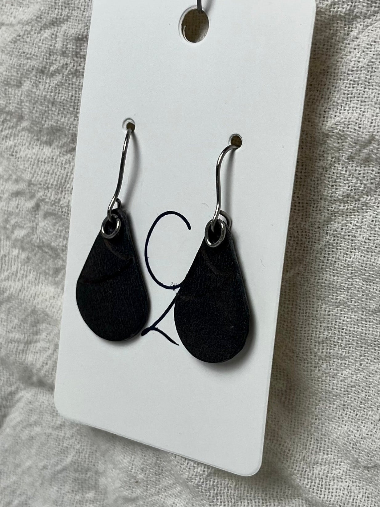 Drop Double Swoop Dangle Earrings Black