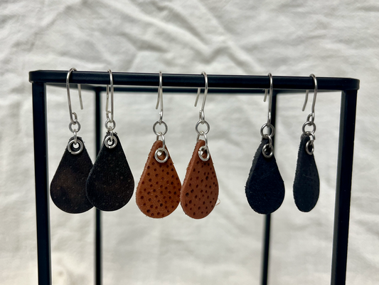 Drop Polka Dot Dangle Earrings Brown