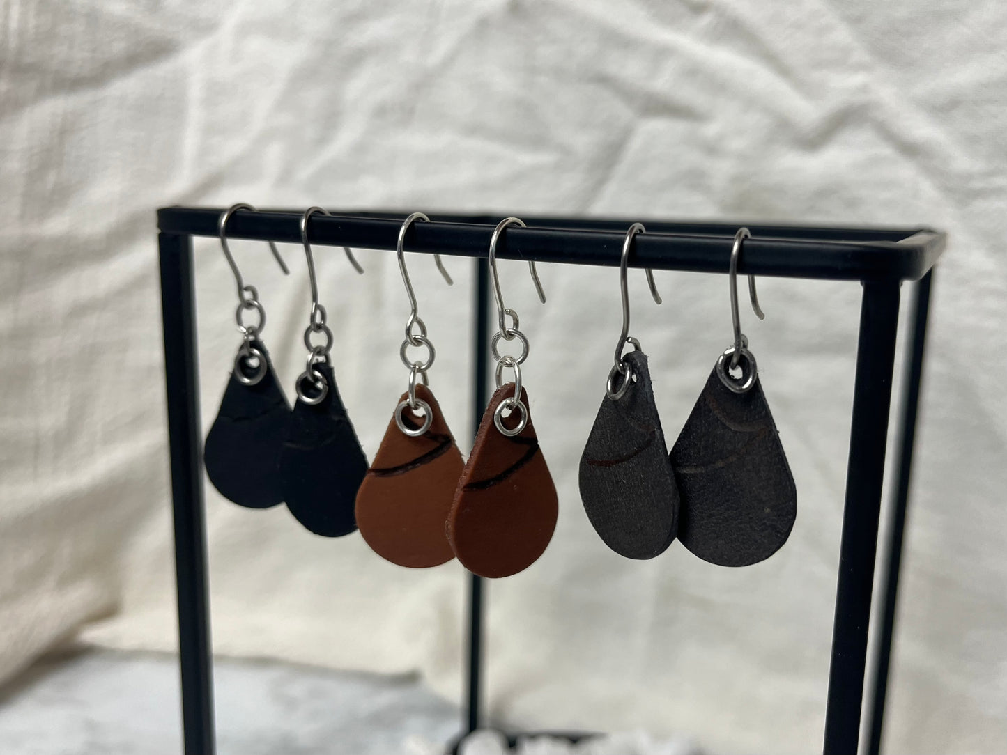 Drop Double Swoop Dangle Earrings Brown