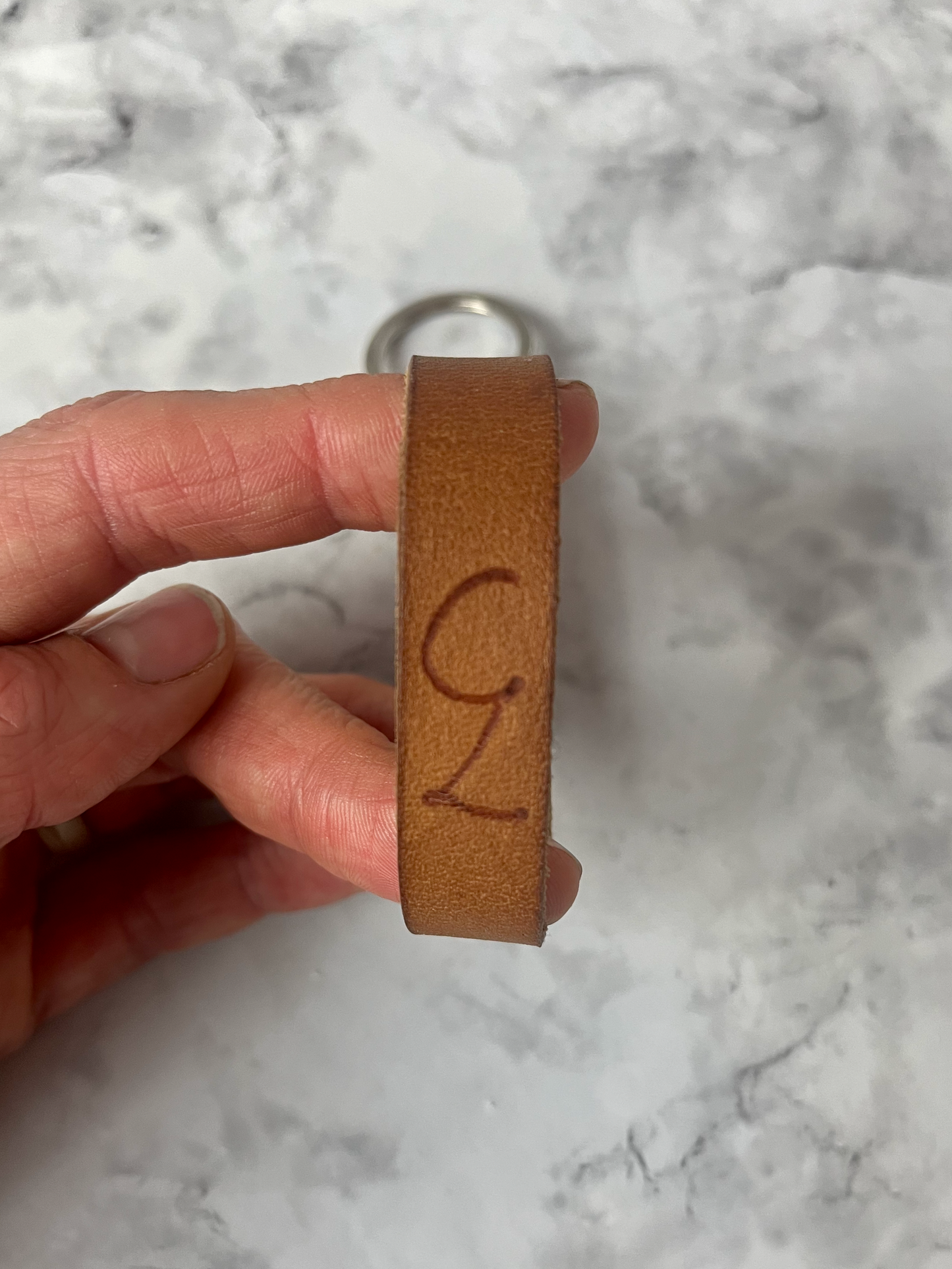 Leather Loop Keychain Brown