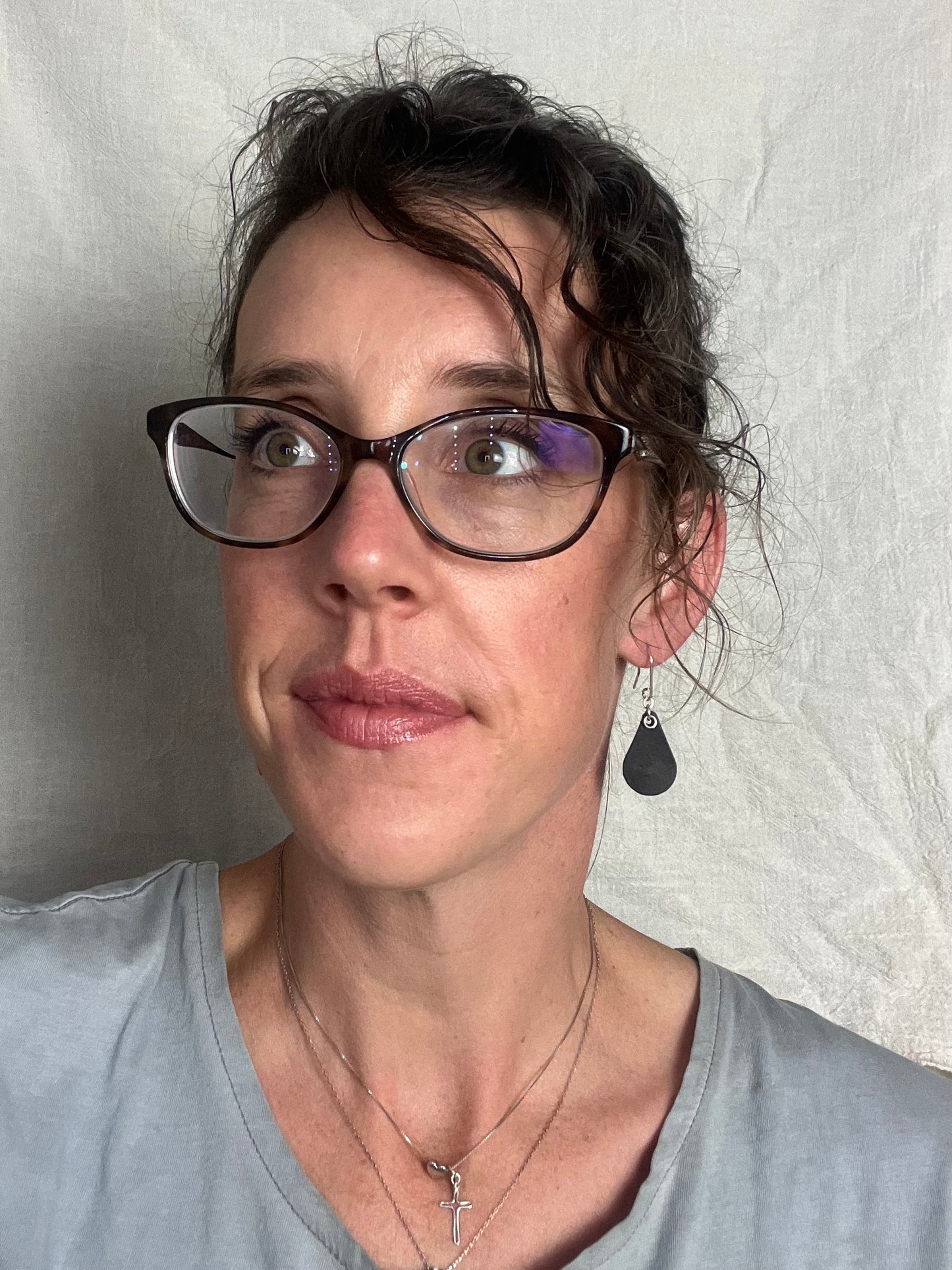 Drop Double Swoop Dangle Earrings Black