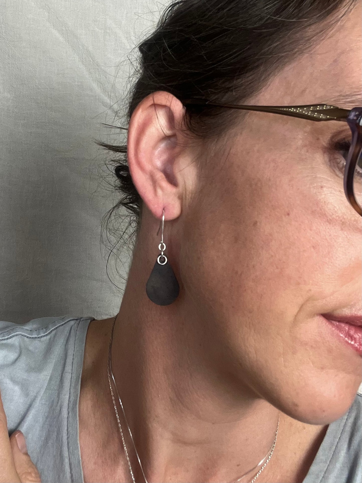 Drop Double Swoop Dangle Earrings Black