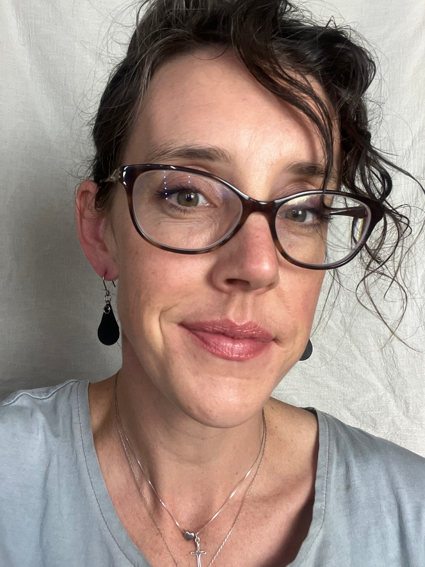 Drop Polka Dot Dangle Earrings Brown