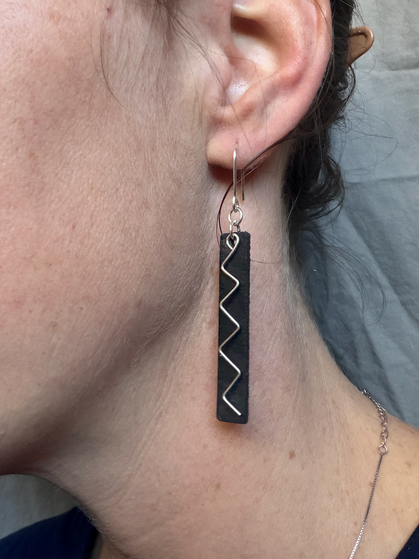 Bar Embellished Zig Dangle Earrings