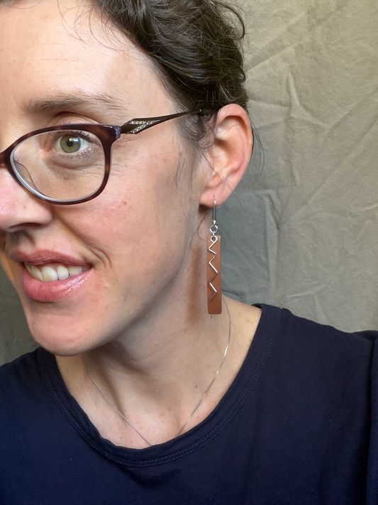 Bar Embellished Zig Dangle Earrings