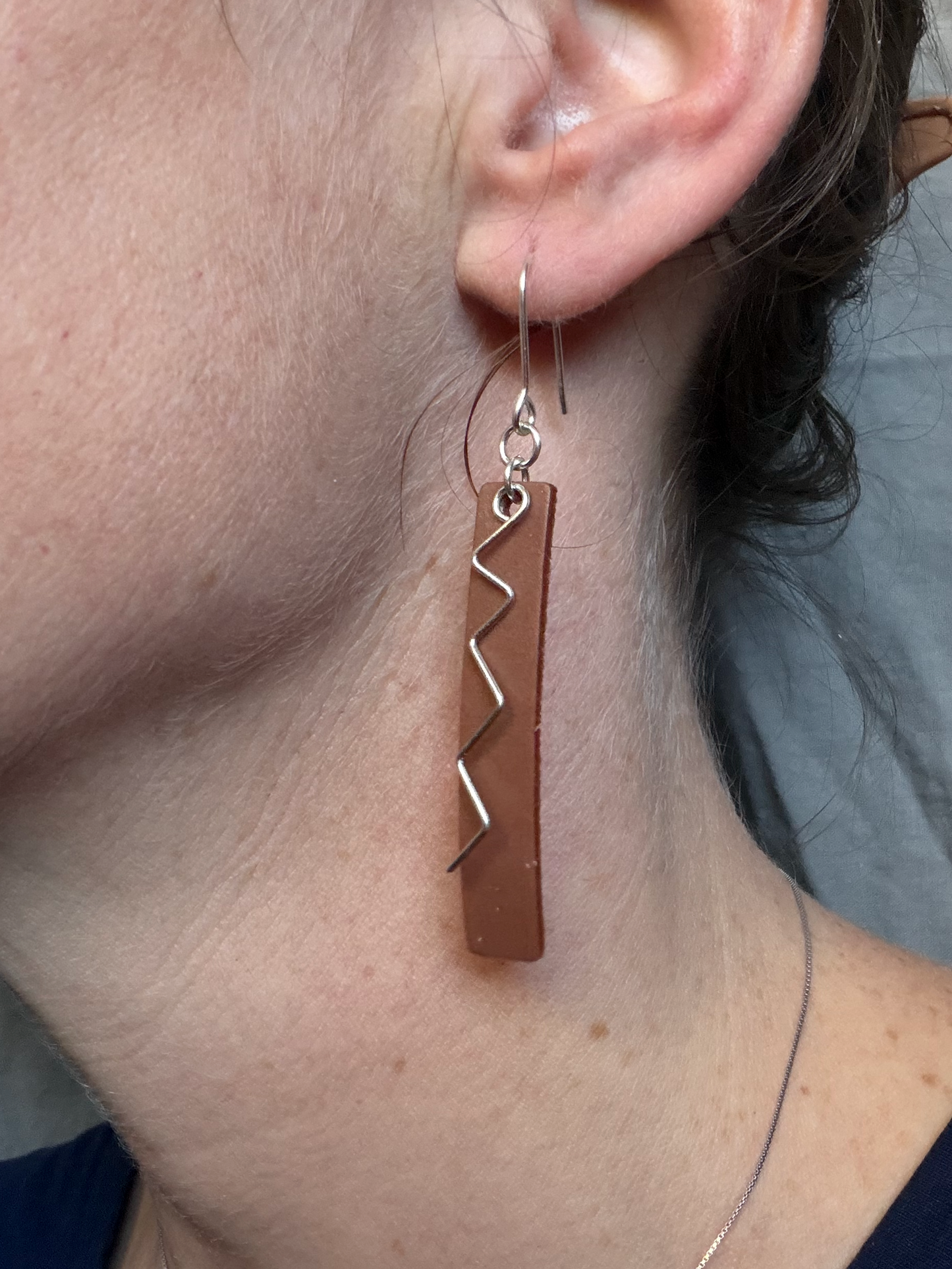 Bar Embellished Zig Dangle Earrings