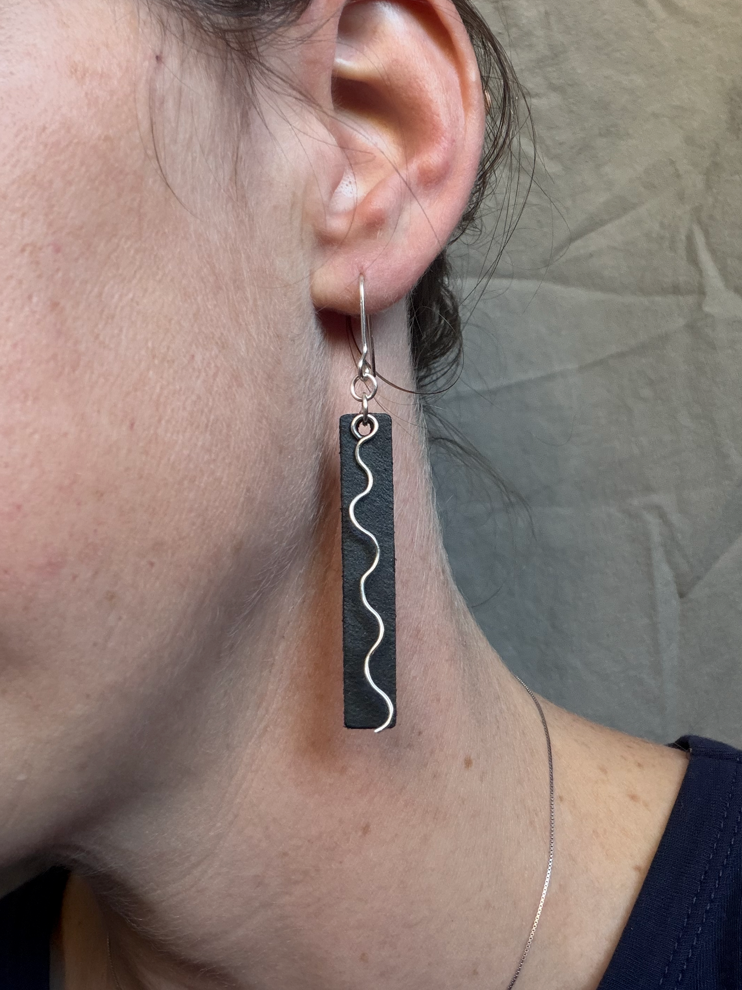 Bar Embellished Curvy Dangle Earrings