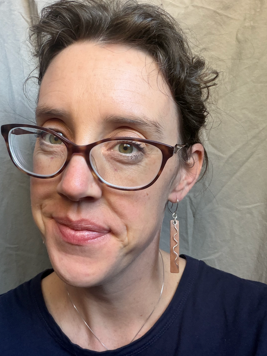 Bar Embellished Curvy Dangle Earrings