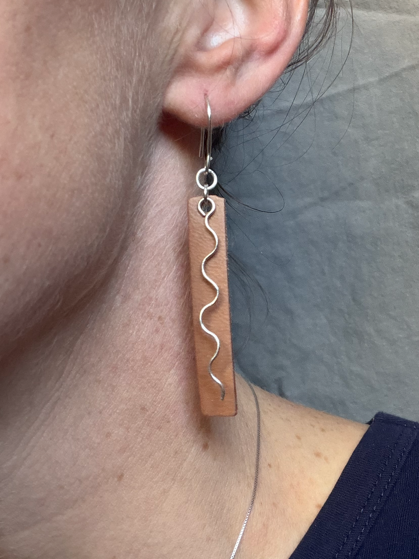 Bar Embellished Curvy Dangle Earrings