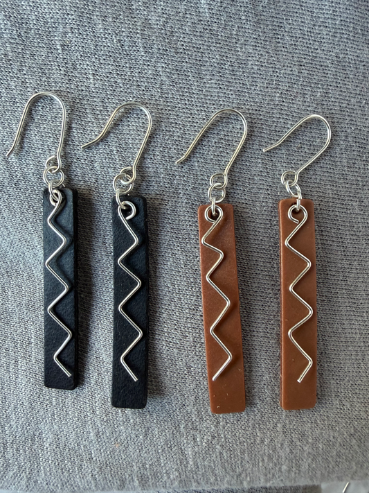 Bar Embellished Zig Dangle Earrings