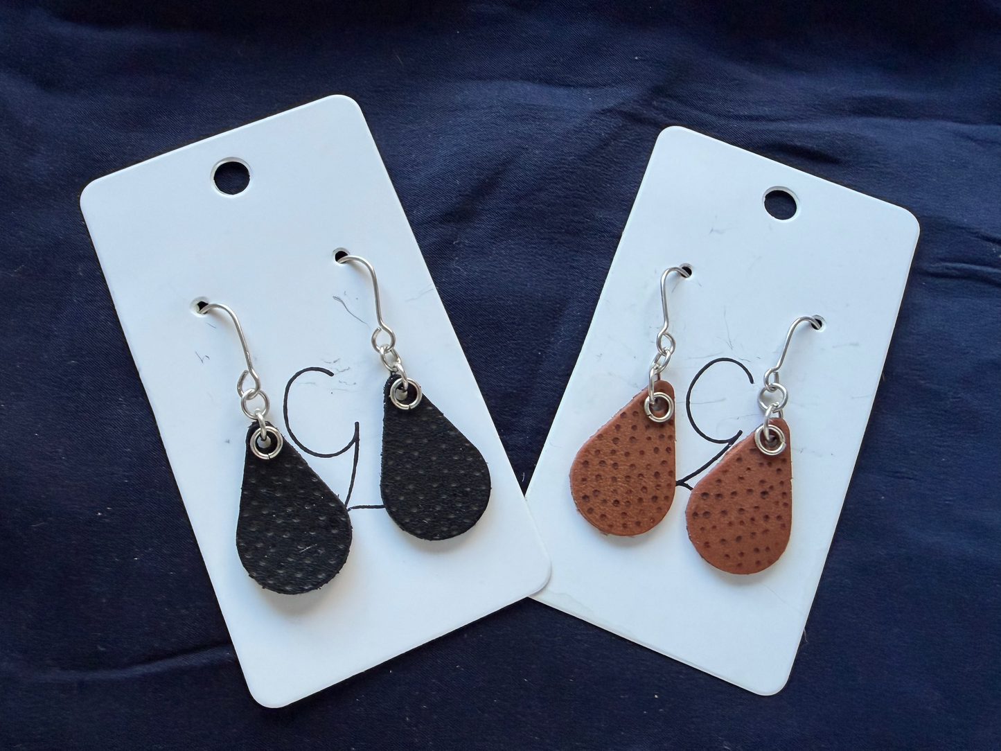Drop Polka Dot Dangle Earrings Brown