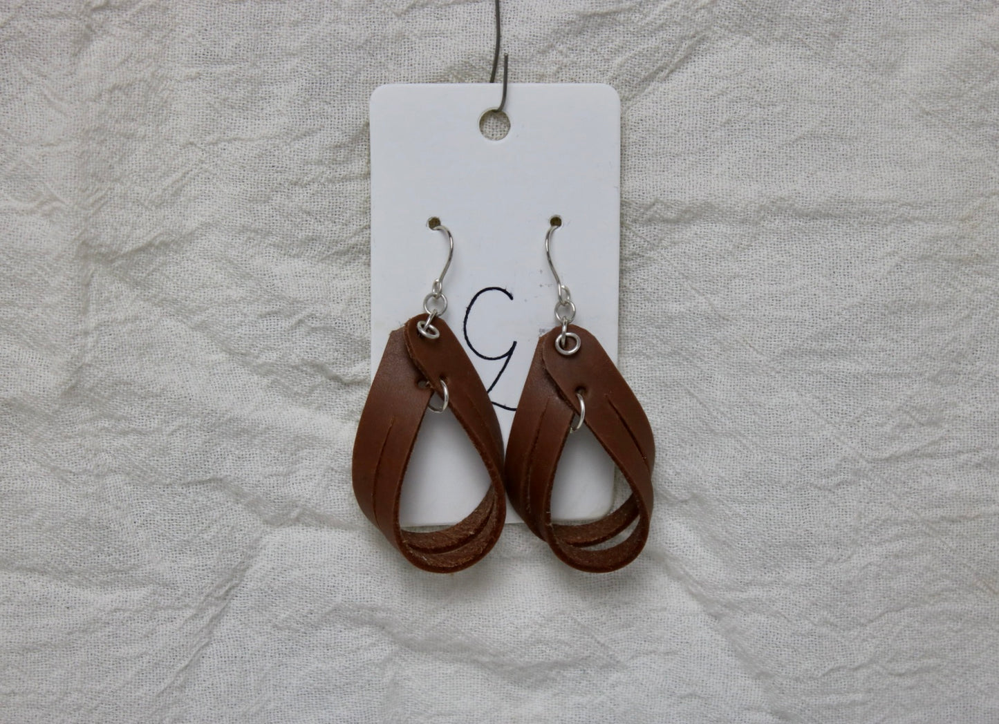 Split Loop Dangle Leather Earring Black