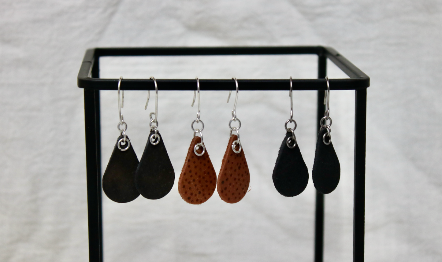 Drop Polka Dot Dangle Earrings Black