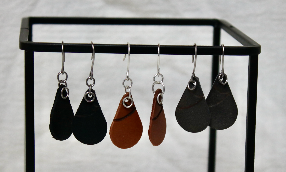 Drop Double Swoop Dangle Earrings Black