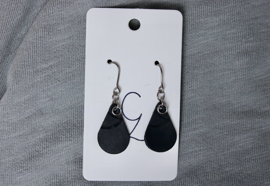 Drop Double Swoop Dangle Earrings Black