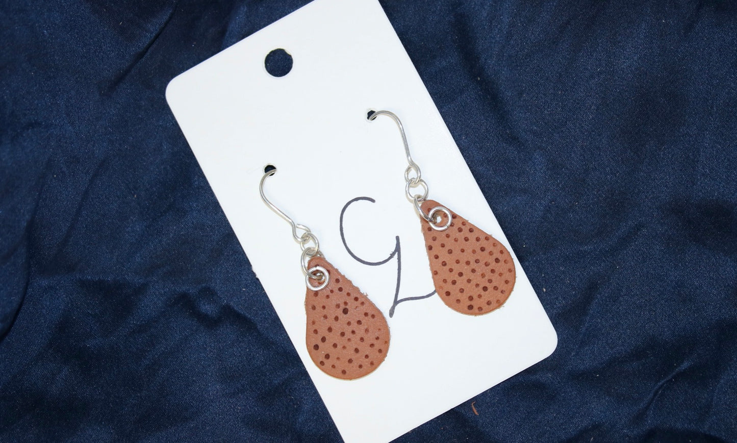 Drop Polka Dot Dangle Earrings Brown