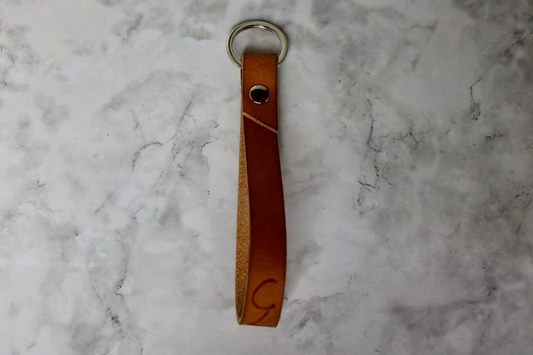 Leather Loop Keychain Brown